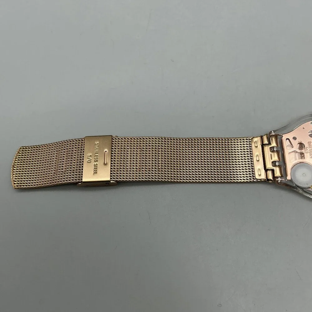 Swatch Hello Darling Womens Watch 33mm Rose Gold Tone Mesh New Battery